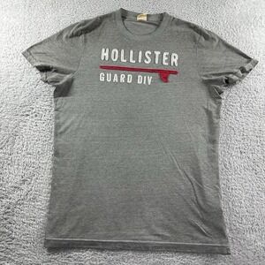 VINTAGE Y2K Hollister Shirt‎ Womens XL Gray Spellout Embroidered Patch Light